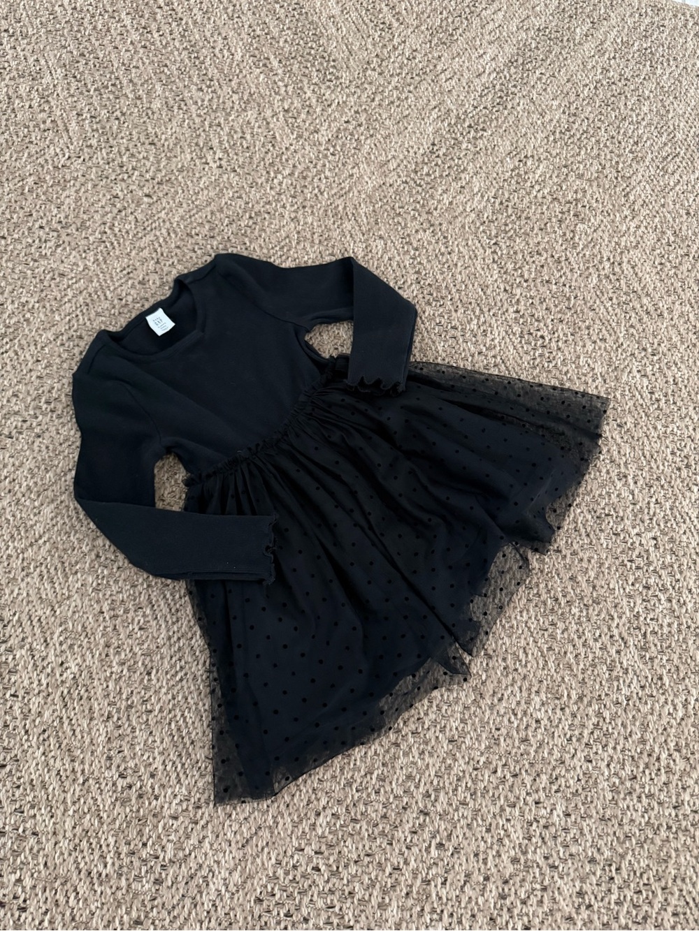 GAP Black Long-Sleeve Tulle Party Dress